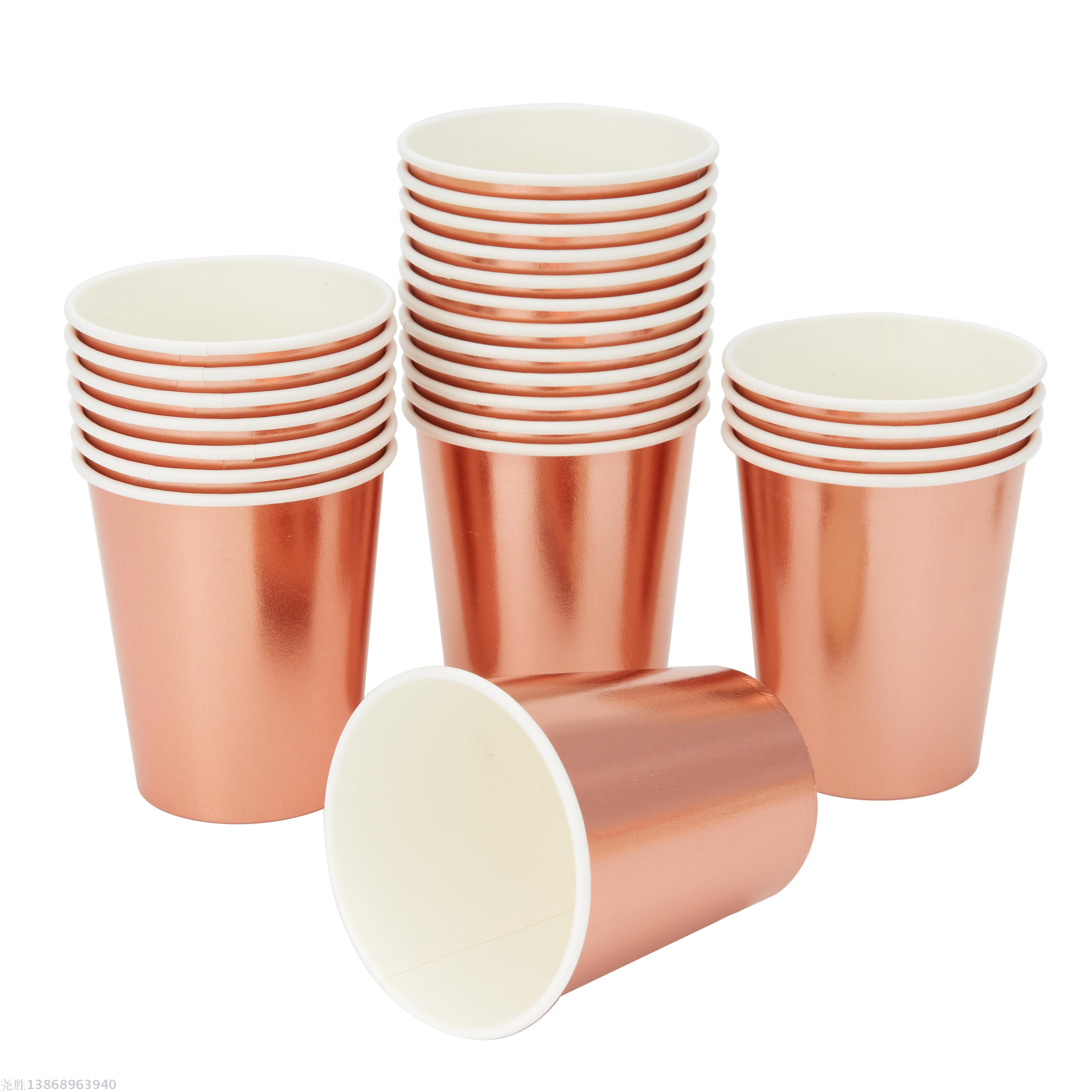 Eco-Friendly Rose Gold Disposable Tableware Set for Birthday Decorations