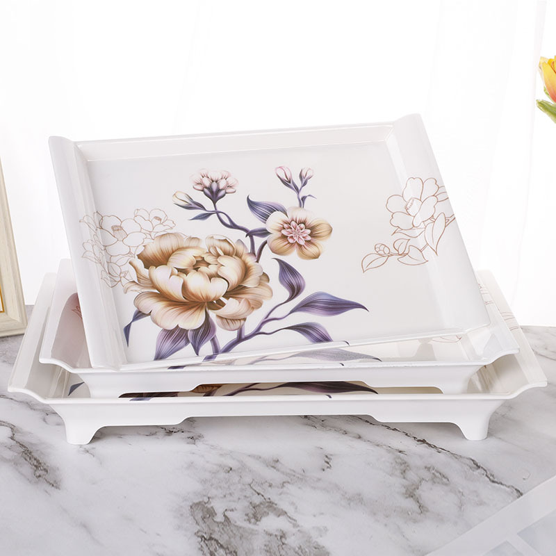 Home Retro High Foot Tray Hotel Tray Rectangular Plastic Fruit Plate Cup Tray Home Retro High Foot Tray Hotel Tray Rectangular Plastic Fruit Plate Cup Tray