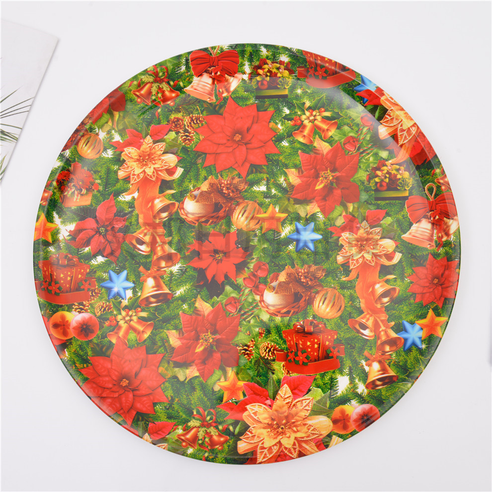 European-Style round Painted round Dinner Plate at-Home Party Theme Decorative Tray Christmas Dinner Wedding Dinner Plate