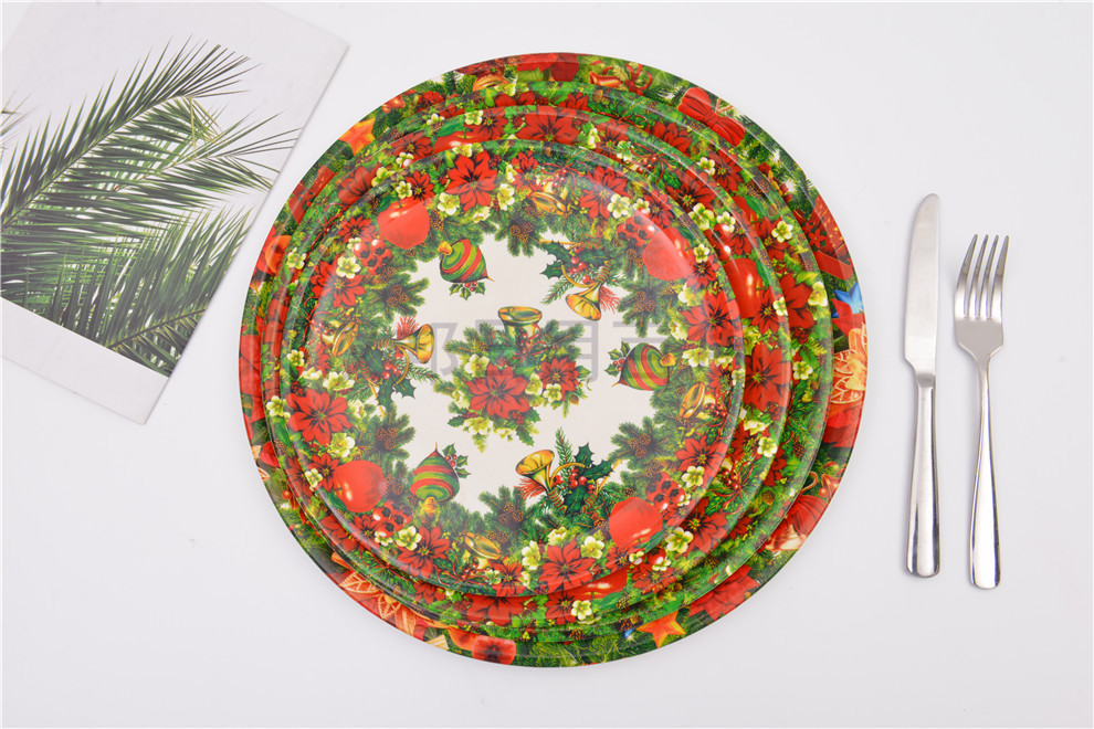 European-Style round Painted round Dinner Plate at-Home Party Theme Decorative Tray Christmas Dinner Wedding Dinner Plate European-Style round Painted round Dinner Plate at-Home Party Theme Decorative Tray Christmas Dinner Wedding Dinner Plate