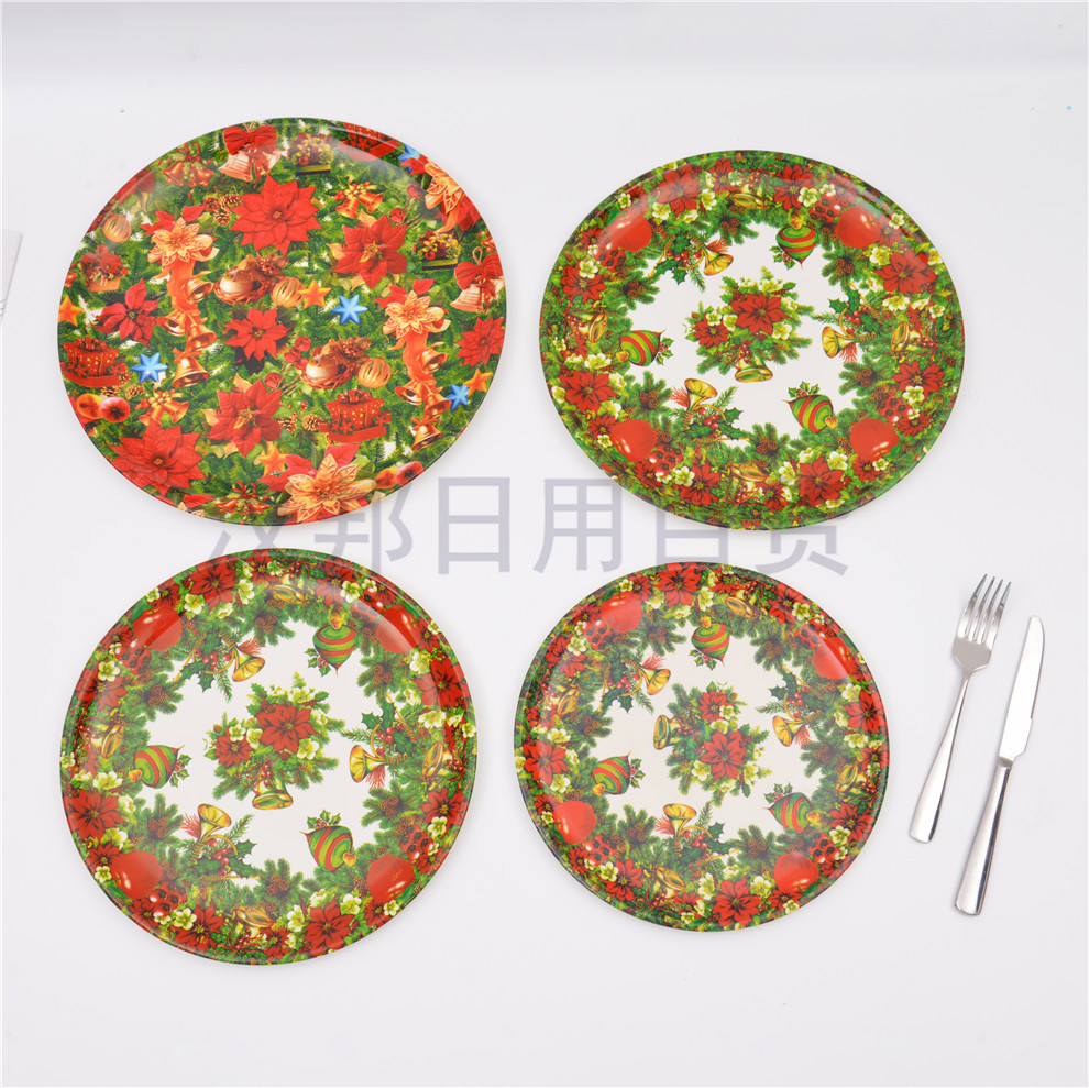 European-Style round Painted round Dinner Plate at-Home Party Theme Decorative Tray Christmas Dinner Wedding Dinner Plate European-Style round Painted round Dinner Plate at-Home Party Theme Decorative Tray Christmas Dinner Wedding Dinner Plate