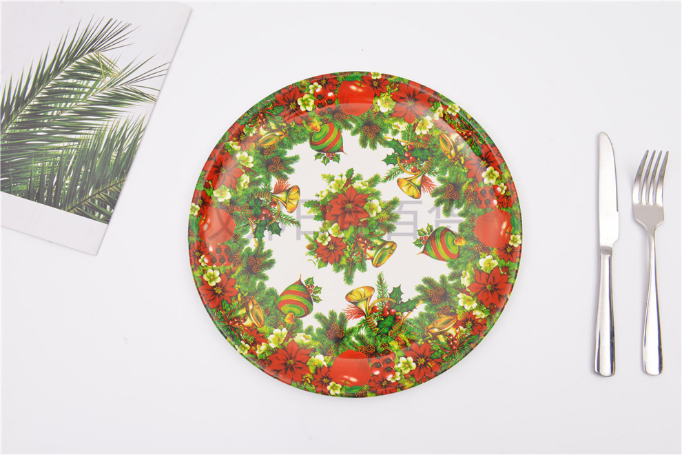 European-Style round Painted round Dinner Plate at-Home Party Theme Decorative Tray Christmas Dinner Wedding Dinner Plate European-Style round Painted round Dinner Plate at-Home Party Theme Decorative Tray Christmas Dinner Wedding Dinner Plate