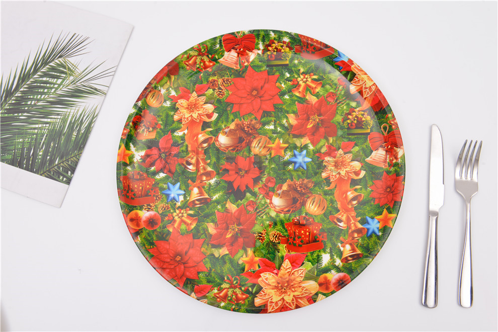 European-Style round Painted round Dinner Plate at-Home Party Theme Decorative Tray Christmas Dinner Wedding Dinner Plate European-Style round Painted round Dinner Plate at-Home Party Theme Decorative Tray Christmas Dinner Wedding Dinner Plate