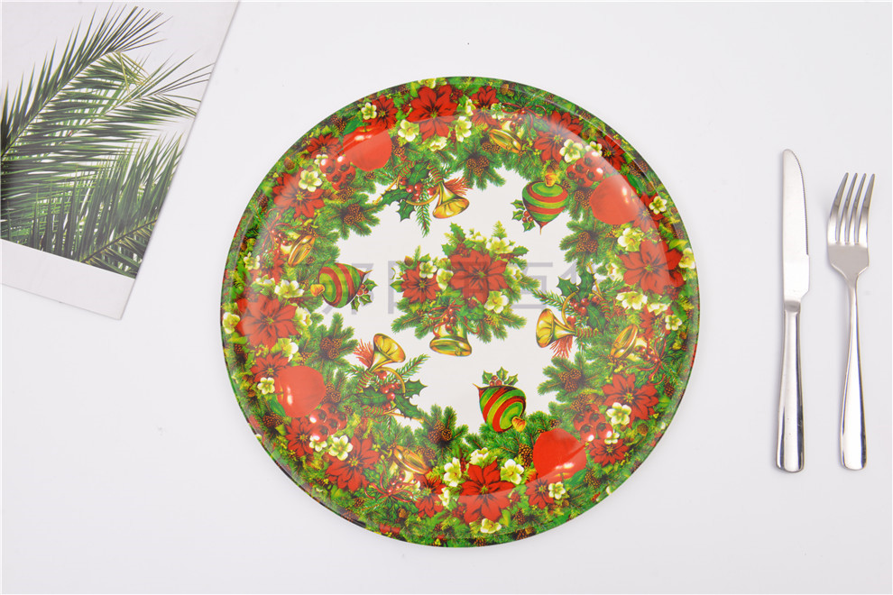 European-Style round Painted round Dinner Plate at-Home Party Theme Decorative Tray Christmas Dinner Wedding Dinner Plate European-Style round Painted round Dinner Plate at-Home Party Theme Decorative Tray Christmas Dinner Wedding Dinner Plate