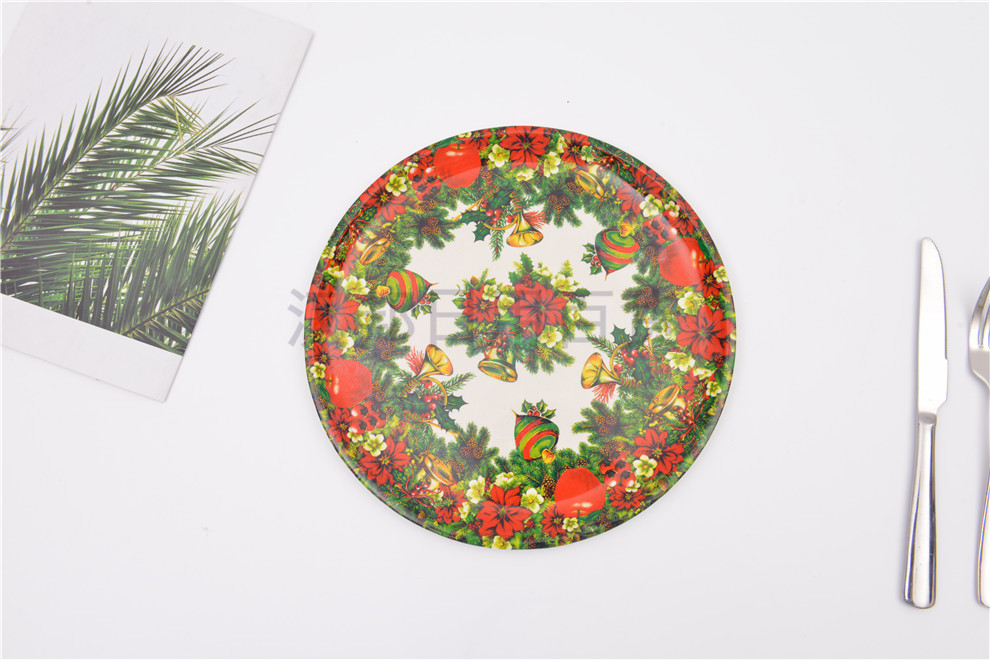 European-Style round Painted round Dinner Plate at-Home Party Theme Decorative Tray Christmas Dinner Wedding Dinner Plate European-Style round Painted round Dinner Plate at-Home Party Theme Decorative Tray Christmas Dinner Wedding Dinner Plate