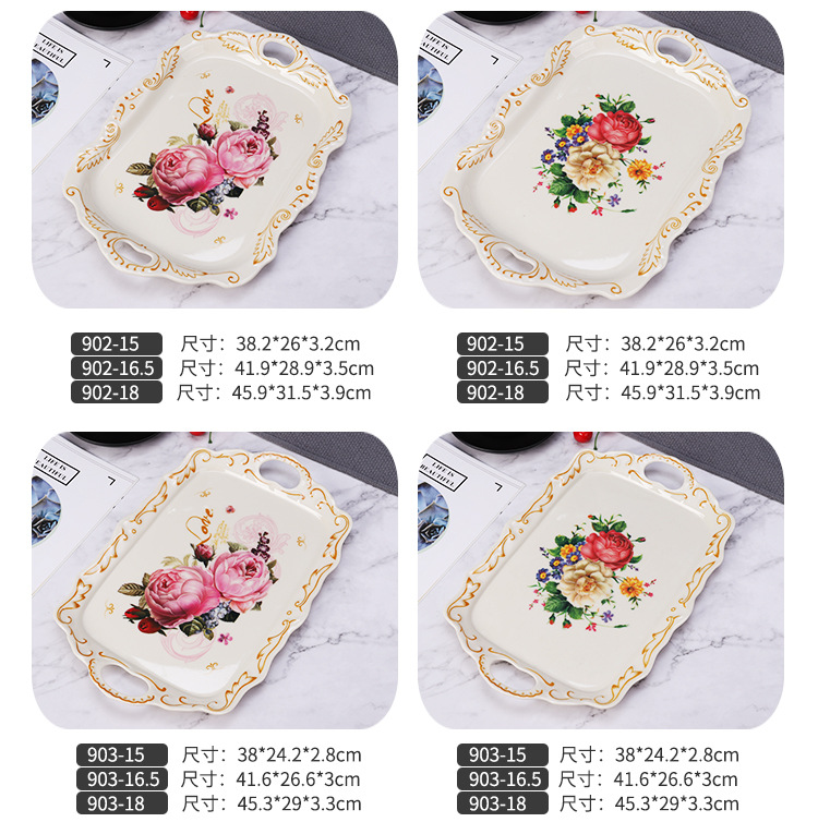 Hotel European Melamine Tray Fruit Plate Cake Plate Tea Set Tray Multi-Functional Storage Tray Hotel European Melamine Tray Fruit Plate Cake Plate Tea Set Tray Multi-Functional Storage Tray