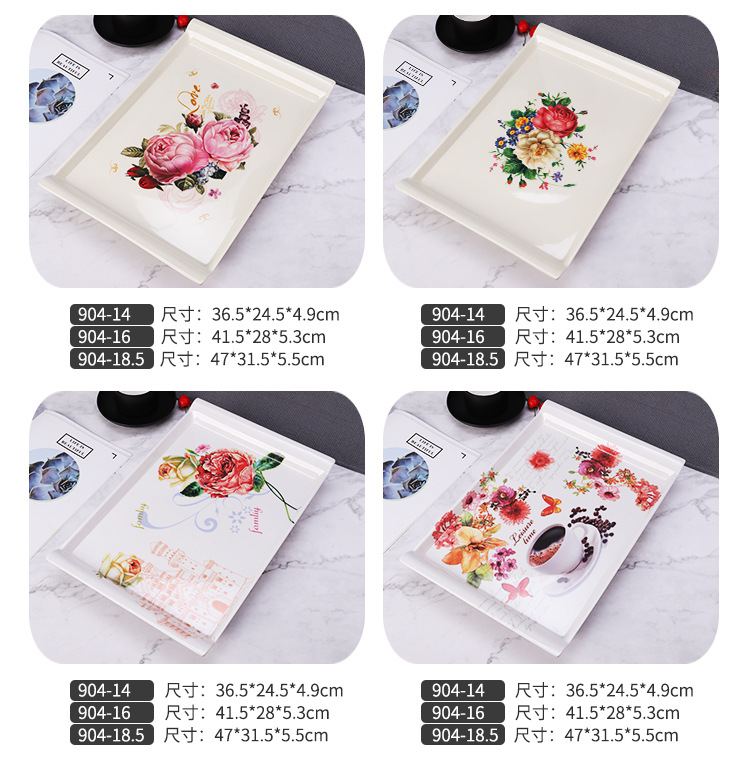 Hotel European Melamine Tray Fruit Plate Cake Plate Tea Set Tray Multi-Functional Storage Tray Hotel European Melamine Tray Fruit Plate Cake Plate Tea Set Tray Multi-Functional Storage Tray