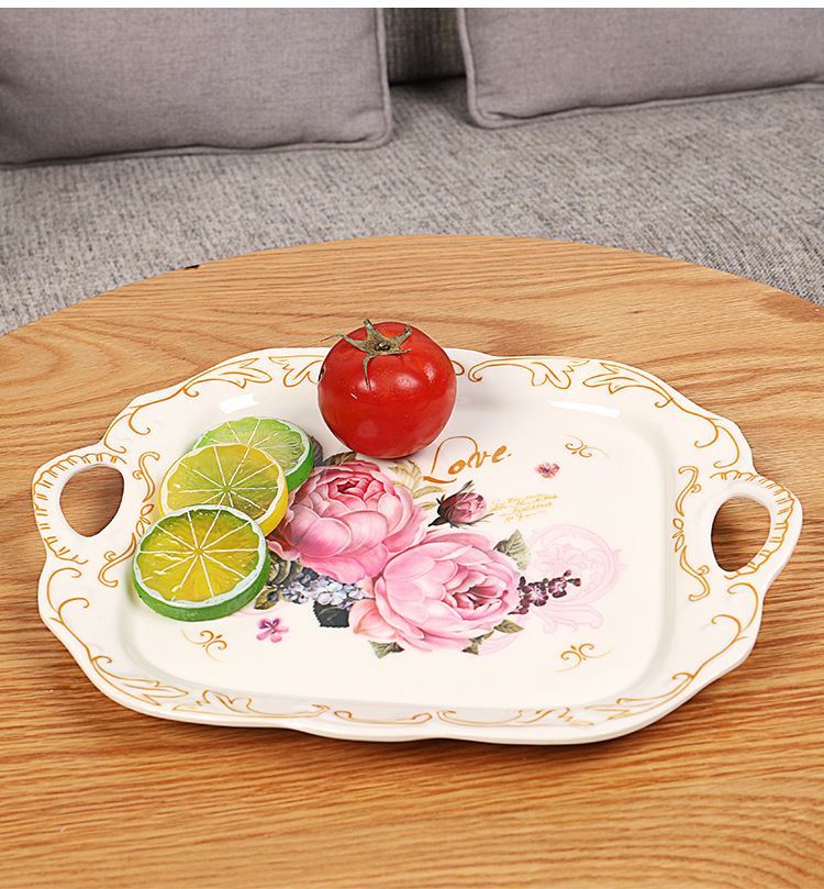 Hotel European Melamine Tray Fruit Plate Cake Plate Tea Set Tray Multi-Functional Storage Tray Hotel European Melamine Tray Fruit Plate Cake Plate Tea Set Tray Multi-Functional Storage Tray