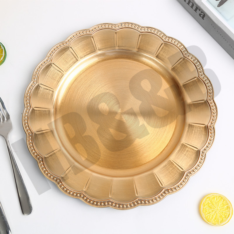 2020 New European-Style Plate Hotel Wedding Mat Plate Plastic Plate Electroplating Craft Plate Decorative Tray