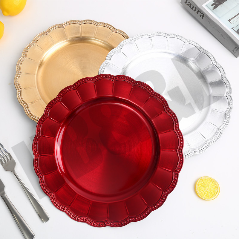 2020 New European-Style Plate Hotel Wedding Mat Plate Plastic Plate Electroplating Craft Plate Decorative Tray