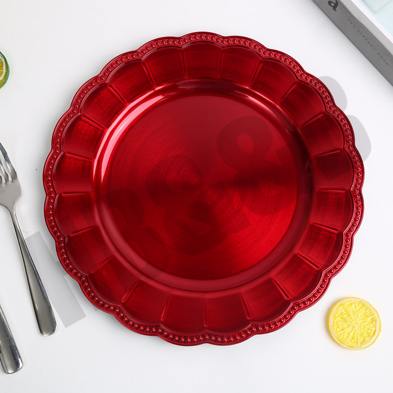 2020 New European-Style Plate Hotel Wedding Mat Plate Plastic Plate Electroplating Craft Plate Decorative Tray