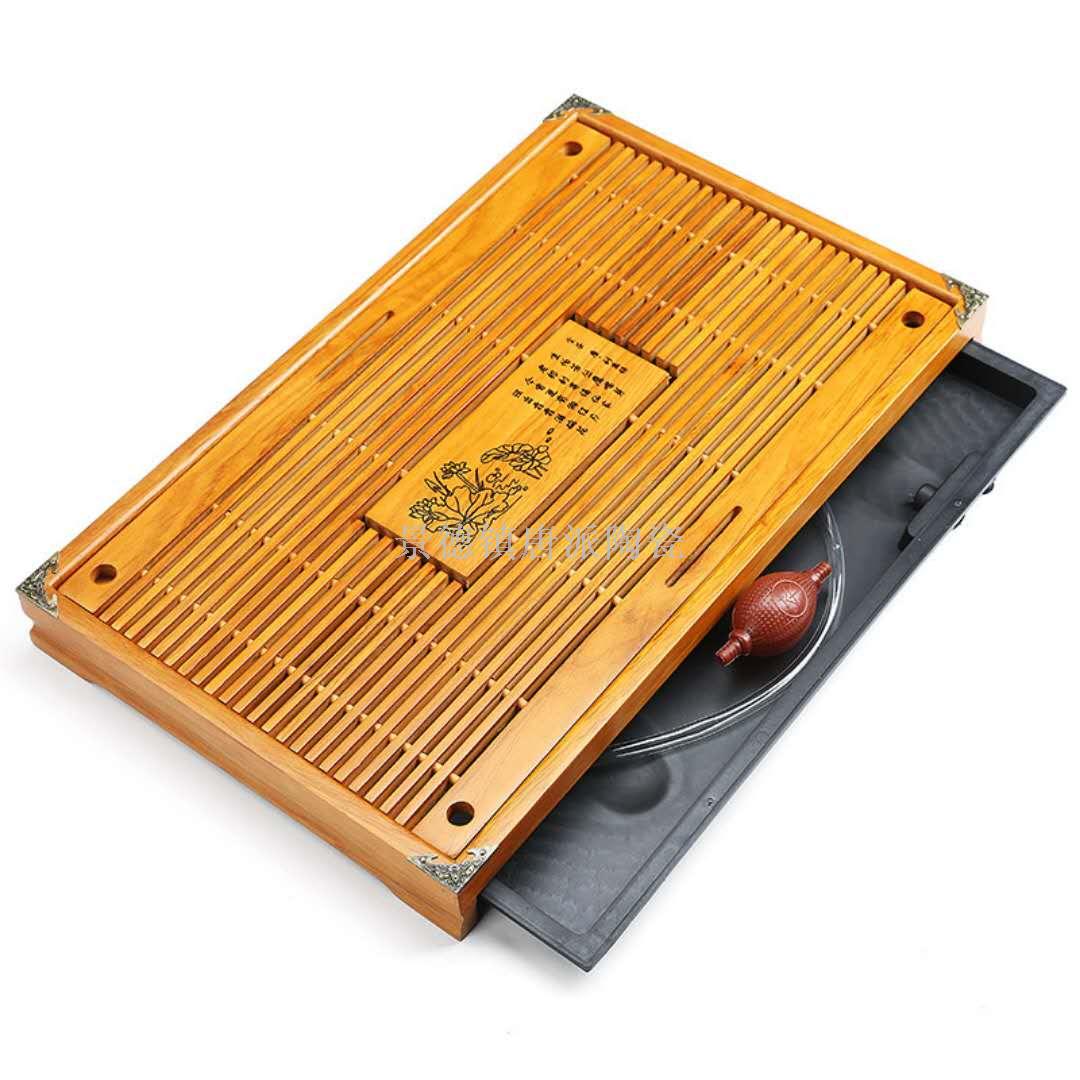 The family tea tray long square drawer type medium tea set tray solid wood tea tray. The family tea tray long square drawer type medium tea set tray solid wood tea tray.