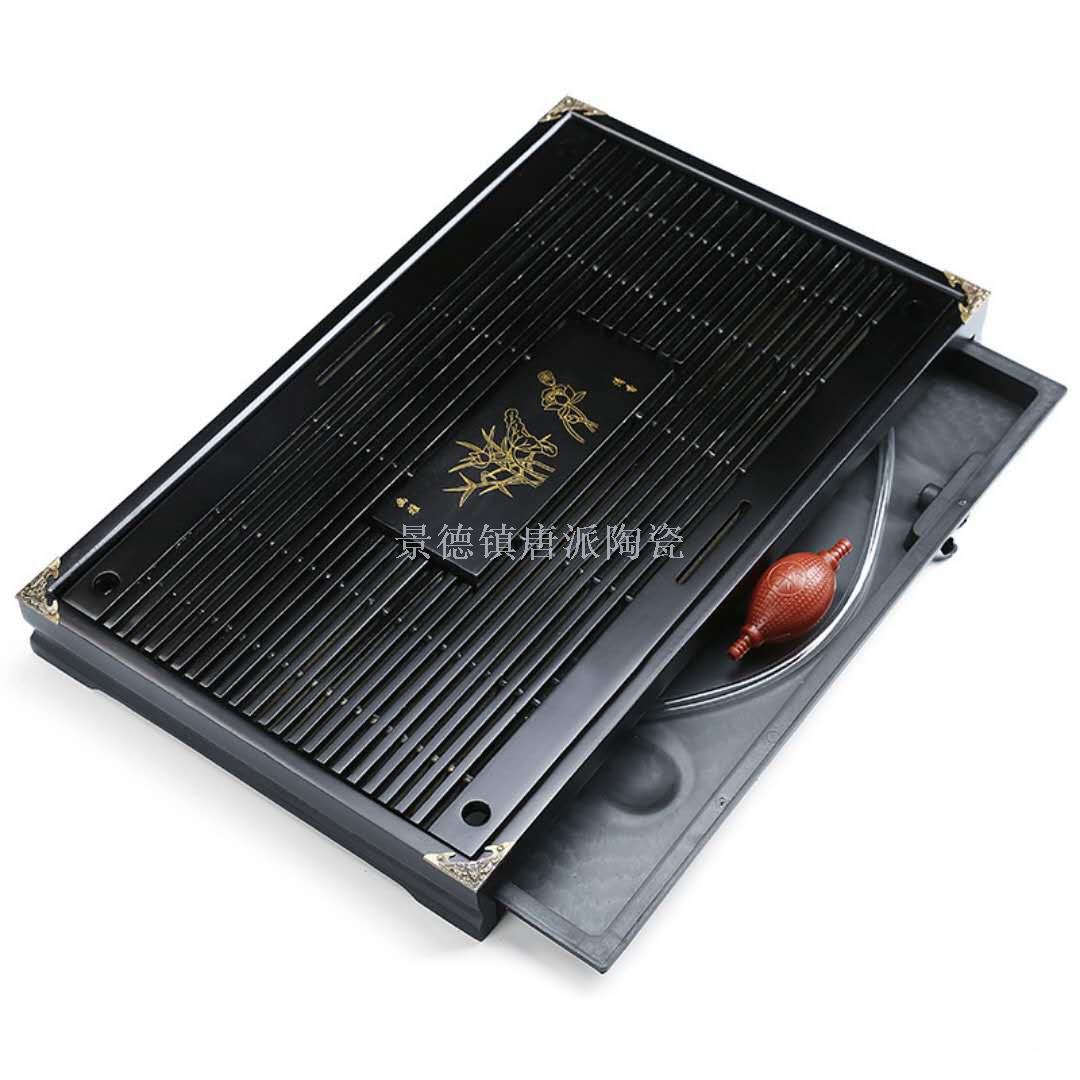 The family tea tray long square drawer type medium tea set tray solid wood tea tray. The family tea tray long square drawer type medium tea set tray solid wood tea tray.