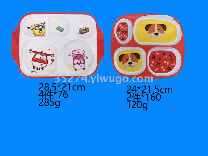 Melamine tableware children lattice plate imitation ceramic tableware run rivers lake floor painting hot style