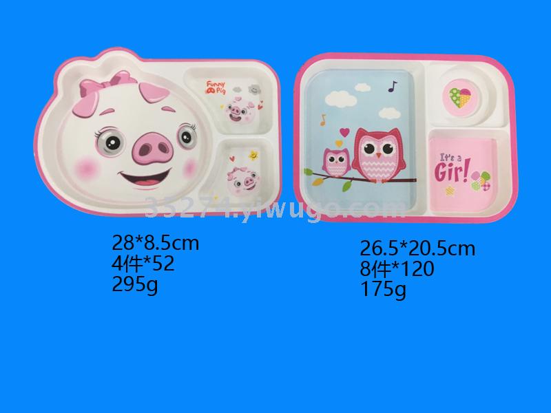 Melamine tableware children lattice plate imitation ceramic tableware run rivers lake floor painting hot style