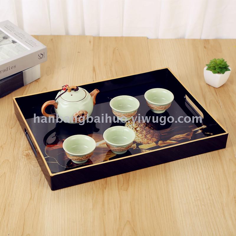 European luxury American light luxury metal tea tray tray household teacup hollow glass mirror living room decorations