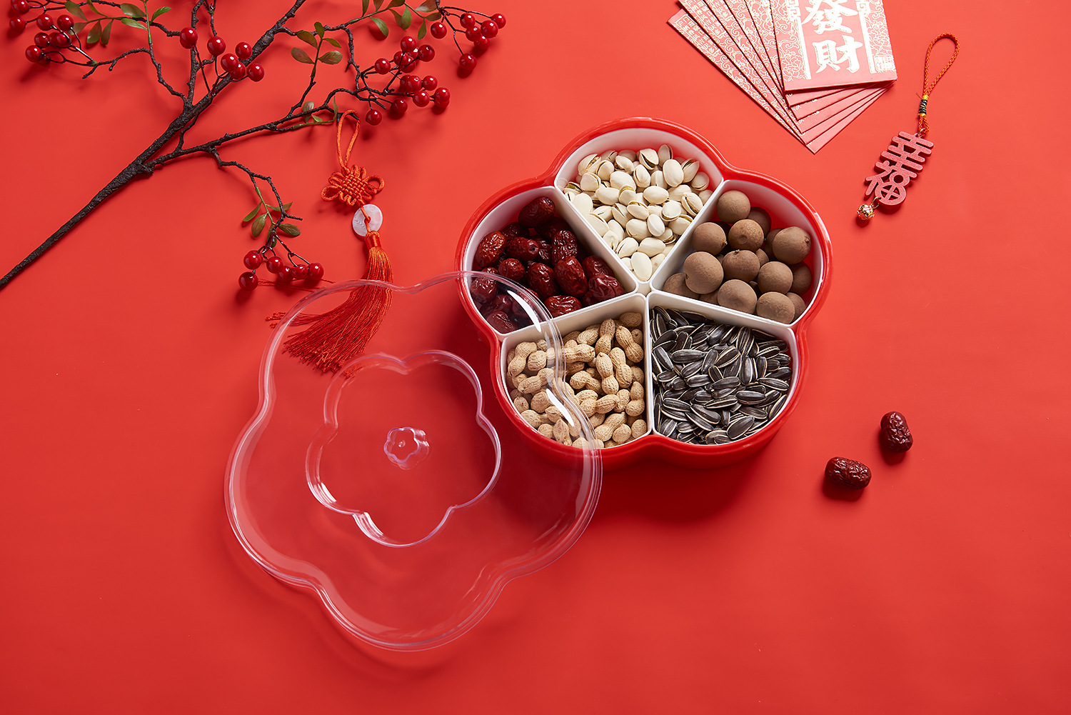 Plum-Shaped Grid 5-Grid Nuts Candy Box Creative Candy Plate Wedding Dried Fruit Box Snack Dish Inner Grid Can Be Taken out Plum-Shaped Grid 5-Grid Nuts Candy Box Creative Candy Plate Wedding Dried Fruit Box Snack Dish Inner Grid Can Be Taken out