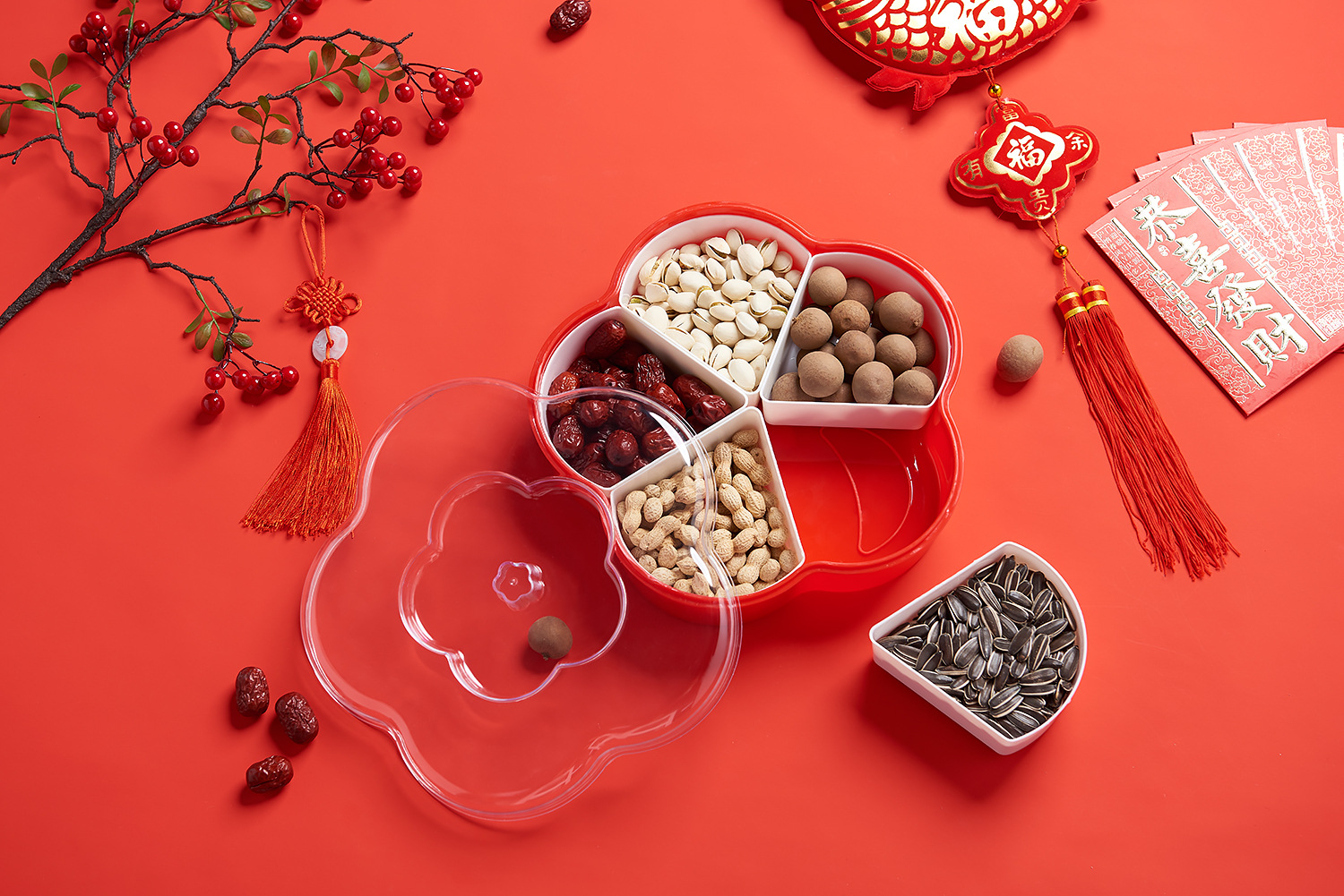 Plum-Shaped Grid 5-Grid Nuts Candy Box Creative Candy Plate Wedding Dried Fruit Box Snack Dish Inner Grid Can Be Taken out Plum-Shaped Grid 5-Grid Nuts Candy Box Creative Candy Plate Wedding Dried Fruit Box Snack Dish Inner Grid Can Be Taken out