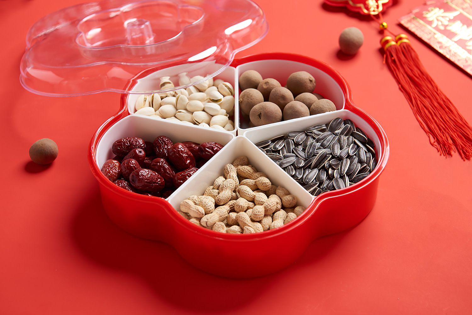 Plum-Shaped Grid 5-Grid Nuts Candy Box Creative Candy Plate Wedding Dried Fruit Box Snack Dish Inner Grid Can Be Taken out Plum-Shaped Grid 5-Grid Nuts Candy Box Creative Candy Plate Wedding Dried Fruit Box Snack Dish Inner Grid Can Be Taken out