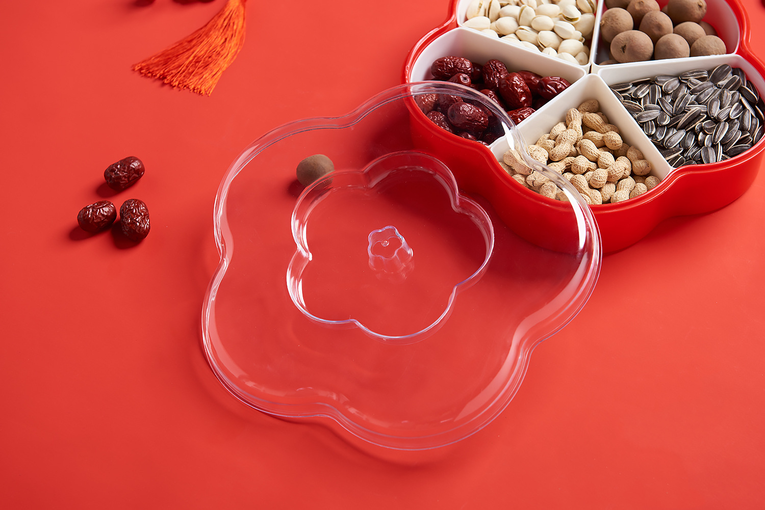 Plum-Shaped Grid 5-Grid Nuts Candy Box Creative Candy Plate Wedding Dried Fruit Box Snack Dish Inner Grid Can Be Taken out Plum-Shaped Grid 5-Grid Nuts Candy Box Creative Candy Plate Wedding Dried Fruit Box Snack Dish Inner Grid Can Be Taken out