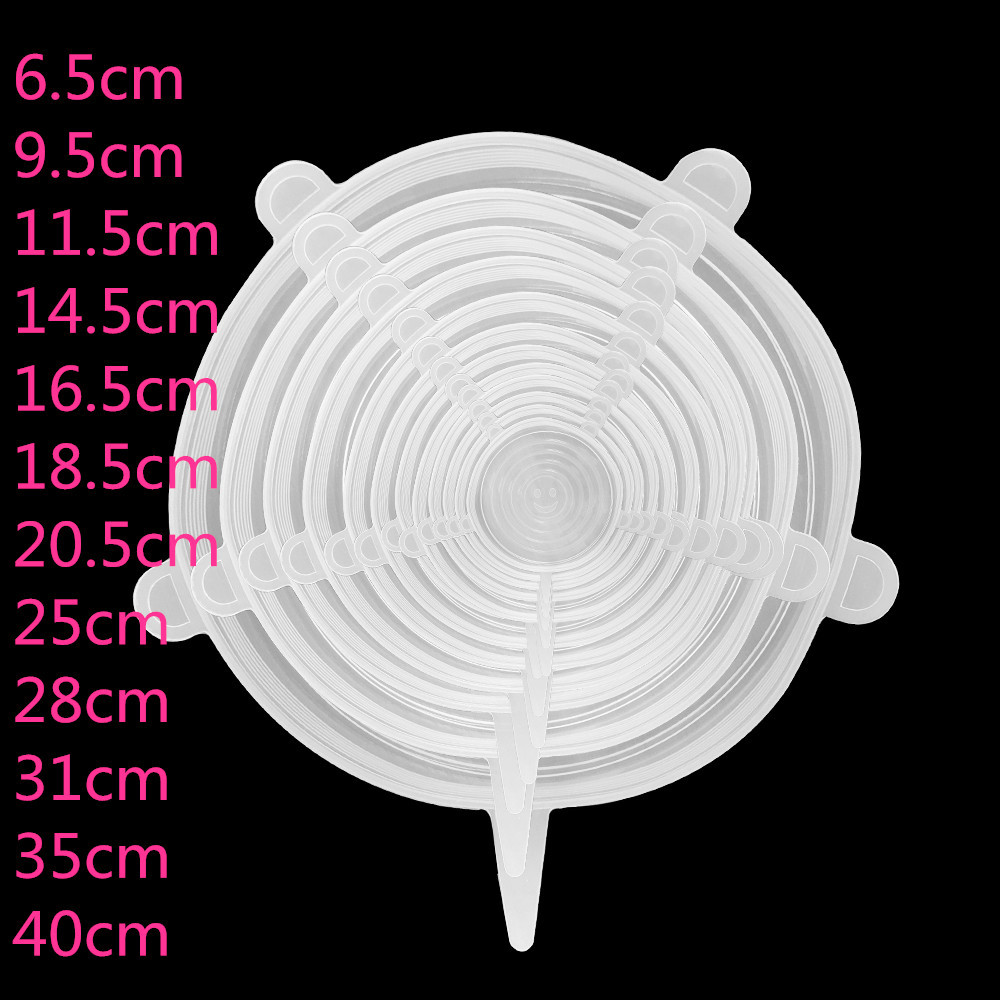 16 Sizes Lid for Airtight Container Stretch Fruit Plastic Wrap Six-Piece Set Bowl Cover Sealed Fresh-Keeping Bottle Cap Cup Lid