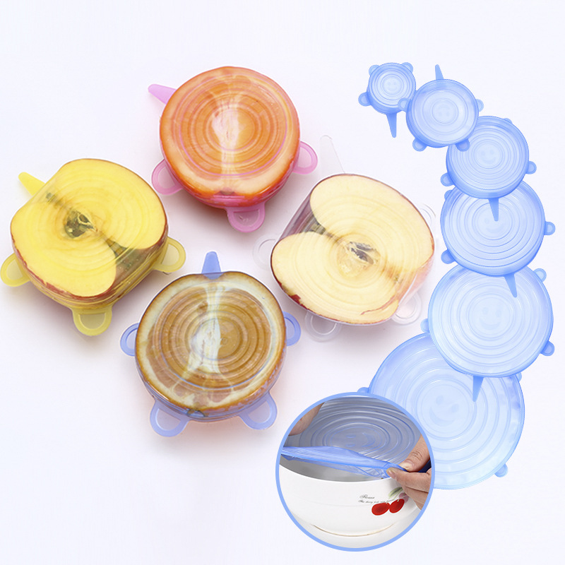 16 Sizes Lid for Airtight Container Stretch Fruit Plastic Wrap Six-Piece Set Bowl Cover Sealed Fresh-Keeping Bottle Cap Cup Lid