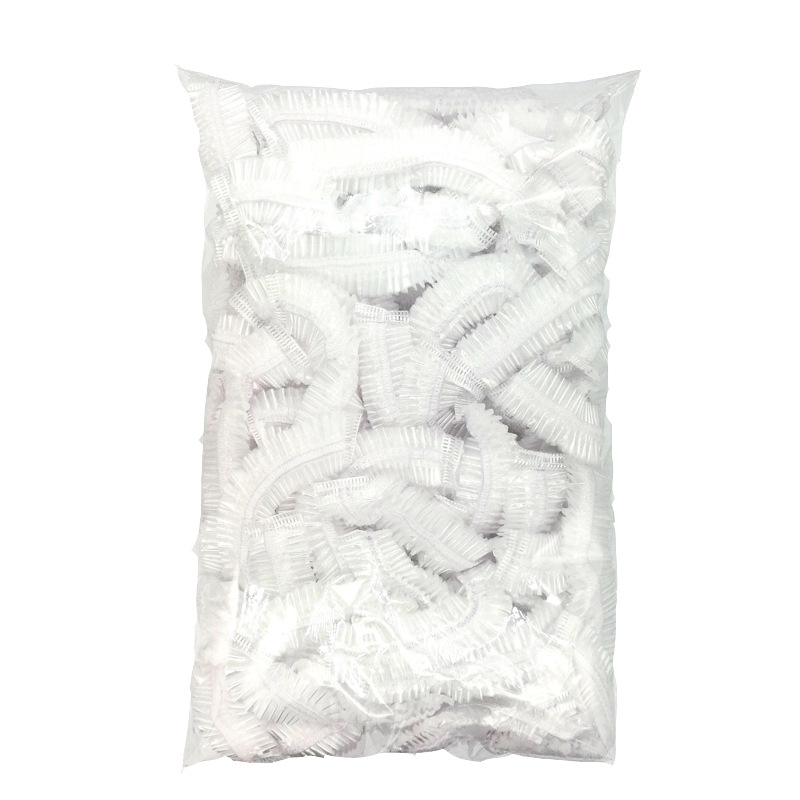 Factory Wholesale Disposable Shower Cap PE Plastic Wrap Cover Dirt-Proof Cover Plastic Strip Shower Cap 100 Bags