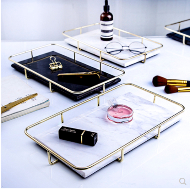 Nordic marble CERAMIC tray Ornaments, furnishing tray, toilet, bathroom toiletries, finishing tray
