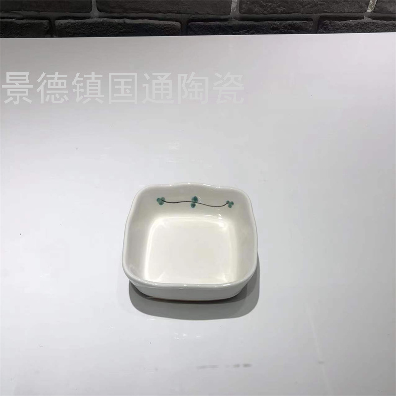 Jingdezhen Foreign Trade Export Ceramic Bowl Plate Compartment Tray Cold Plate Handle Bowl Handle Plate Baking at Home Bowl Hexagonal Plate