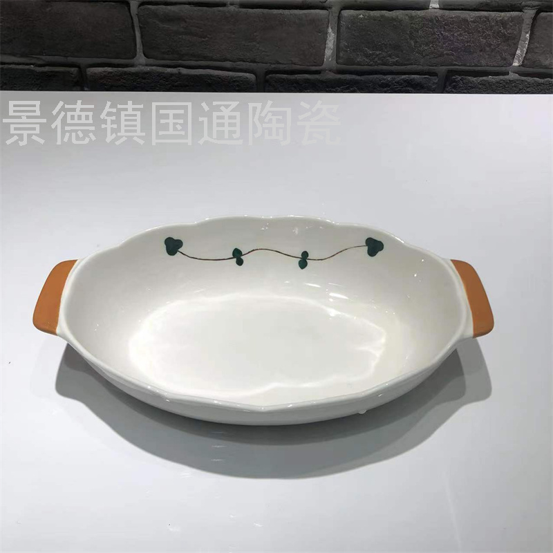 Jingdezhen Foreign Trade Export Ceramic Bowl Plate Compartment Tray Cold Plate Handle Bowl Handle Plate Baking at Home Bowl Hexagonal Plate Jingdezhen Foreign Trade Export Ceramic Bowl Plate Compartment Tray Cold Plate Handle Bowl Handle Plate Baking at Home Bowl Hexagonal Plate