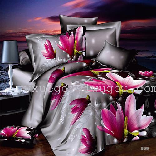 Snow pigeon home textile bedding set of four export 100% polyester fiber reactive dyeing cloth faded long direct sales