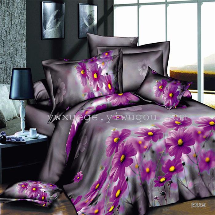Snow pigeon home textile bedding set of four export 100% polyester fiber reactive dyeing cloth faded long direct sales Snow pigeon home textile bedding set of four export 100% polyester fiber reactive dyeing cloth faded long direct sales