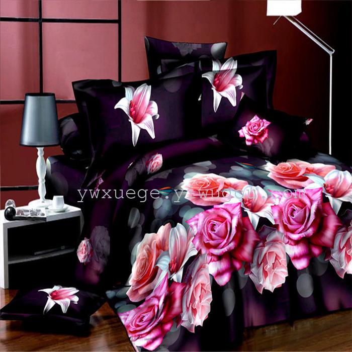Snow pigeon home textile bedding set of four export 100% polyester fiber reactive dyeing cloth faded long direct sales Snow pigeon home textile bedding set of four export 100% polyester fiber reactive dyeing cloth faded long direct sales