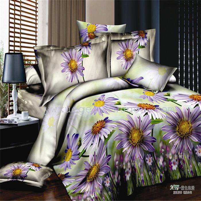 Snow pigeon home textile bedding set of four export 100% polyester fiber reactive dyeing cloth faded long direct sales Snow pigeon home textile bedding set of four export 100% polyester fiber reactive dyeing cloth faded long direct sales