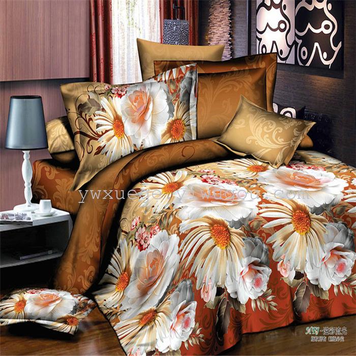 Snow pigeon home textile bedding set of four export 100% polyester fiber reactive dyeing cloth faded long direct sales Snow pigeon home textile bedding set of four export 100% polyester fiber reactive dyeing cloth faded long direct sales