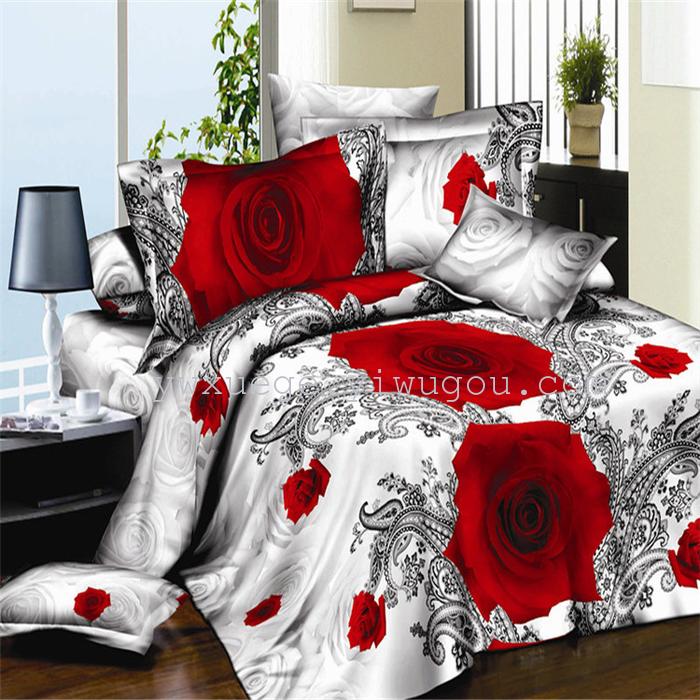 Snow pigeon home textile bedding set of four export 100% polyester fiber reactive dyeing cloth faded long direct sales Snow pigeon home textile bedding set of four export 100% polyester fiber reactive dyeing cloth faded long direct sales