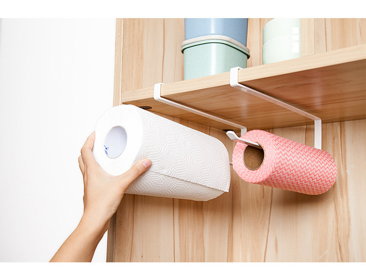 Japanese-Style Cabinet Multi-Functional Roll Stand Tissue Holder Kitchen Hanger Plastic Wrap Storage Rack Wholesale