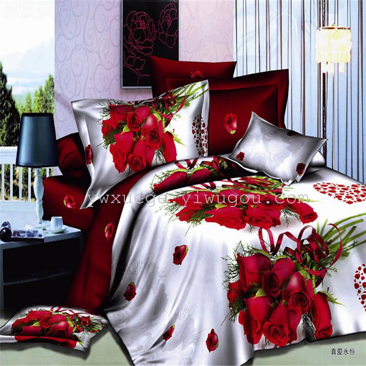 Bedding set of four real love forever wedding supplies 3D version of the painting four set wholesale