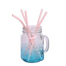 The New plastic wrap straw rainbow film straw degradable party pearl film straw customization