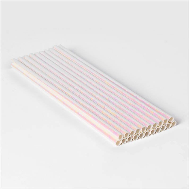 The New plastic wrap straw rainbow film straw degradable party pearl film straw customization