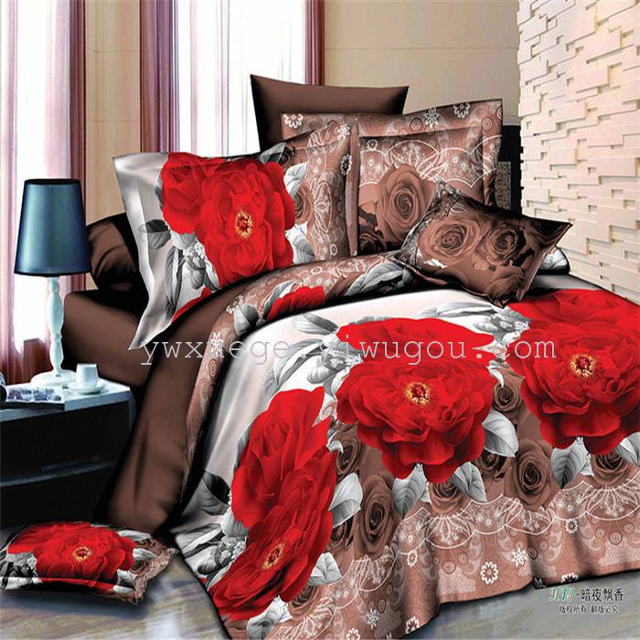 Snow song hometextile bedding 3D twill weave cotton active printing bedding set of four foreign trade outlets---Golden Snow song hometextile bedding 3D twill weave cotton active printing bedding set of four foreign trade outlets---Golden