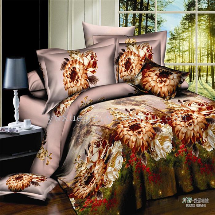 Snow song hometextile bedding 3D twill weave cotton active printing bedding set of four foreign trade outlets---Golden Snow song hometextile bedding 3D twill weave cotton active printing bedding set of four foreign trade outlets---Golden