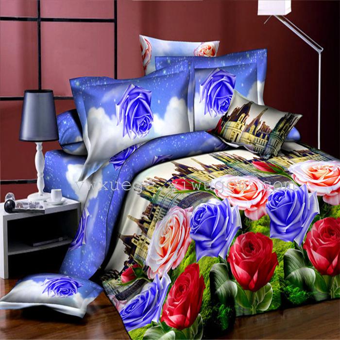 Snow song hometextile bedding 3D twill weave cotton active printing bedding set of four foreign trade outlets---Golden Snow song hometextile bedding 3D twill weave cotton active printing bedding set of four foreign trade outlets---Golden