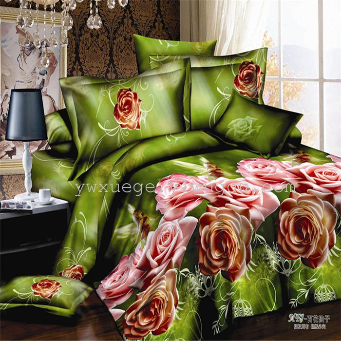 Snow song hometextile bedding 3D twill weave cotton active printing bedding set of four foreign trade outlets---Golden Snow song hometextile bedding 3D twill weave cotton active printing bedding set of four foreign trade outlets---Golden