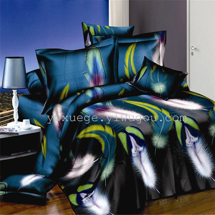 Snow song hometextile bedding 3D twill weave cotton active printing bedding set of four foreign trade outlets---Golden Snow song hometextile bedding 3D twill weave cotton active printing bedding set of four foreign trade outlets---Golden
