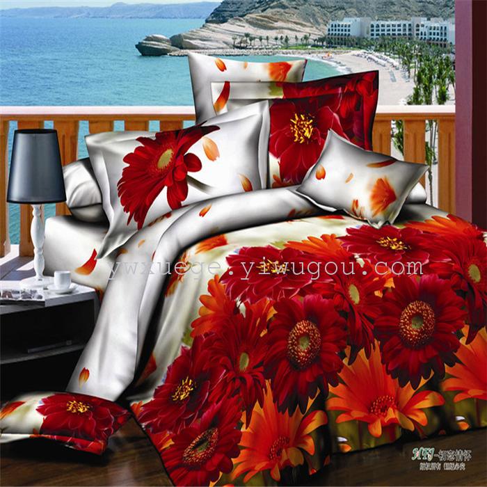 Snow song hometextile bedding 3D twill weave cotton active printing bedding set of four foreign trade outlets---Golden Snow song hometextile bedding 3D twill weave cotton active printing bedding set of four foreign trade outlets---Golden