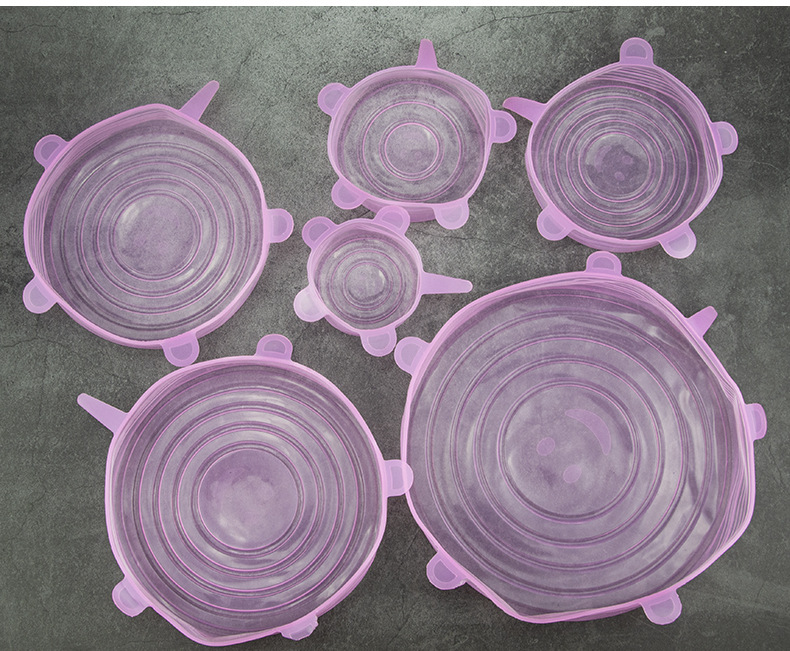 Silicone Six-Piece Set Fresh Cover Stretch Bowl Cover Cup Cover Refrigerator Microwave Oven Silicone Plastic Wrap