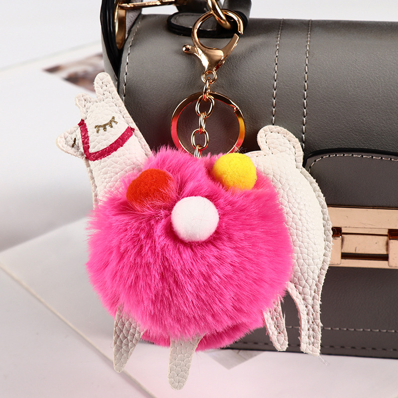 Creative Best-Seller Cute Alpaca Fur Ball Keychain Car Handbag Decorative Pendant Jewelry Hang Decorations Wholesale