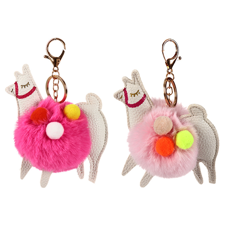 Creative Best-Seller Cute Alpaca Fur Ball Keychain Car Handbag Decorative Pendant Jewelry Hang Decorations Wholesale