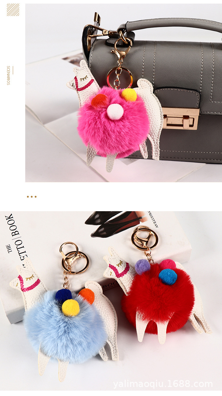 Creative Best-Seller Cute Alpaca Fur Ball Keychain Car Handbag Decorative Pendant Jewelry Hang Decorations Wholesale Creative Best-Seller Cute Alpaca Fur Ball Keychain Car Handbag Decorative Pendant Jewelry Hang Decorations Wholesale